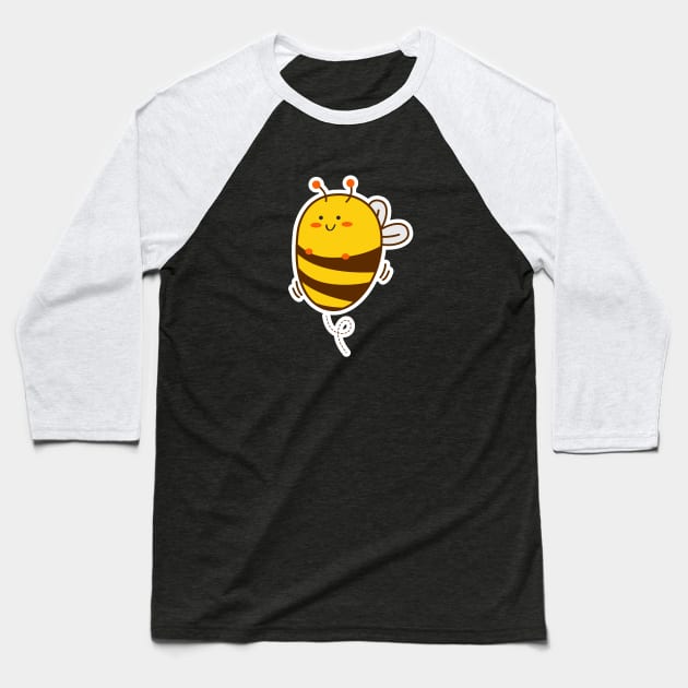 Cute Bee Drawing Art Baseball T-Shirt by BrightLightArts